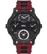 Lee Cooper LC06223.658 Takvimli 55 mm Kırmızı-Siyah Silikon Kordon Analog Erkek Kol Saati