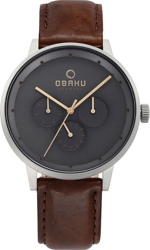 Obaku Denmark V208GMCJRN Takvimli 43 mm Kahverengi Çelik Kordon Analog Kol Saati