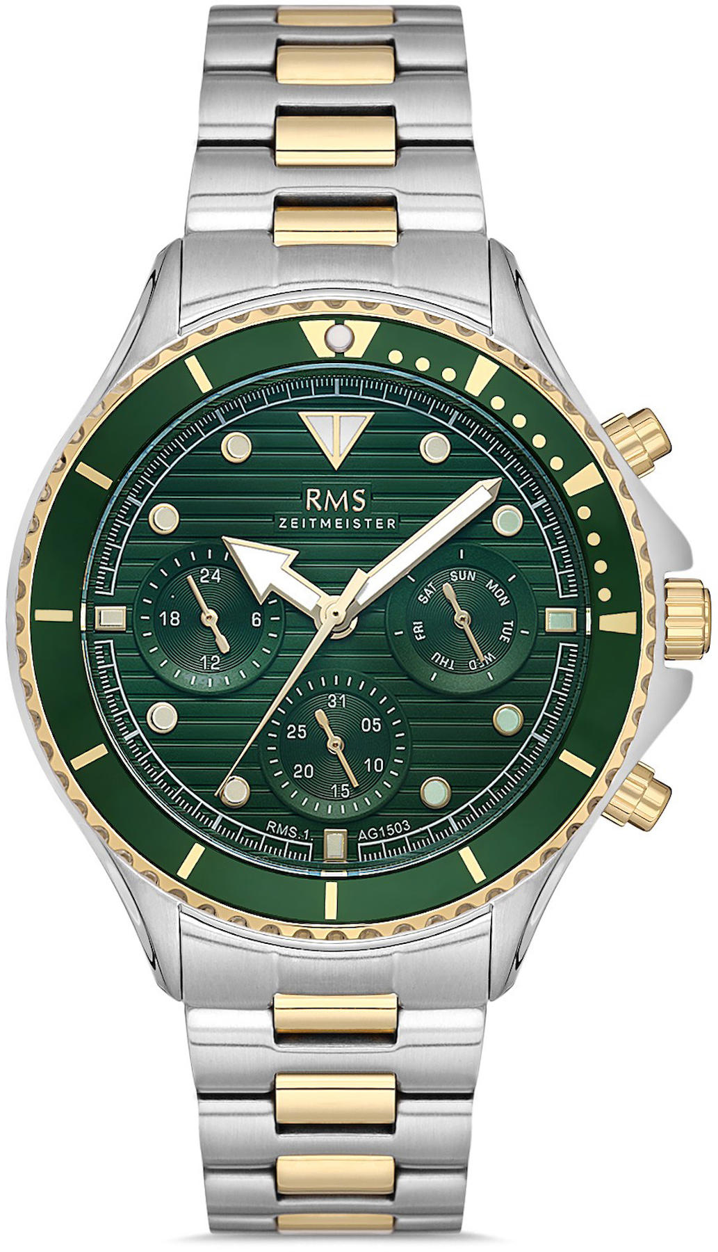 Romanson RMS.1.AG1503.05 Takvimli 44 mm Altın-Çelik Kordon Analog Kol Saati