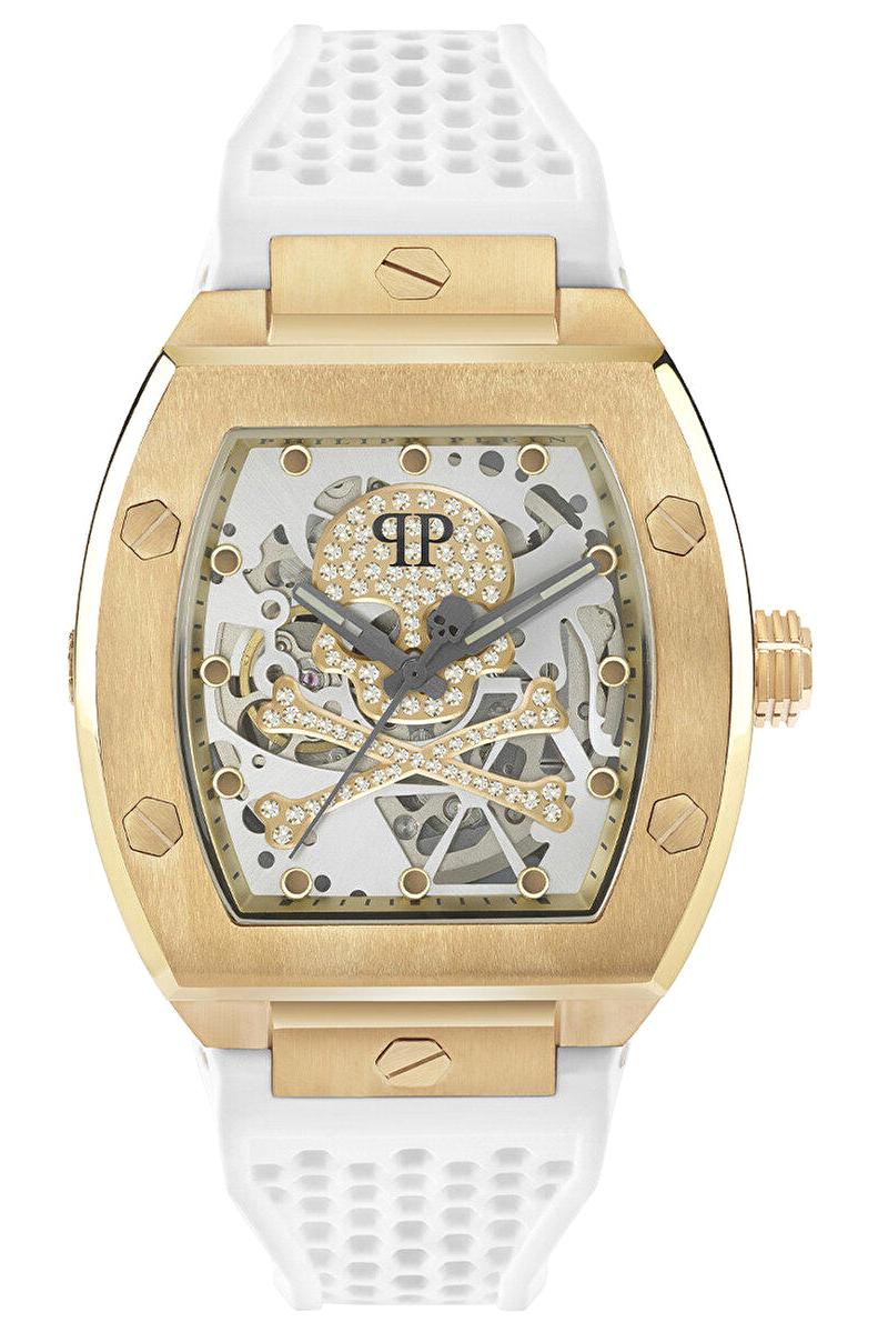 Philipp Plein PWBAA0421 44 mm Beyaz Silikon Kordon Analog Erkek Kol Saati