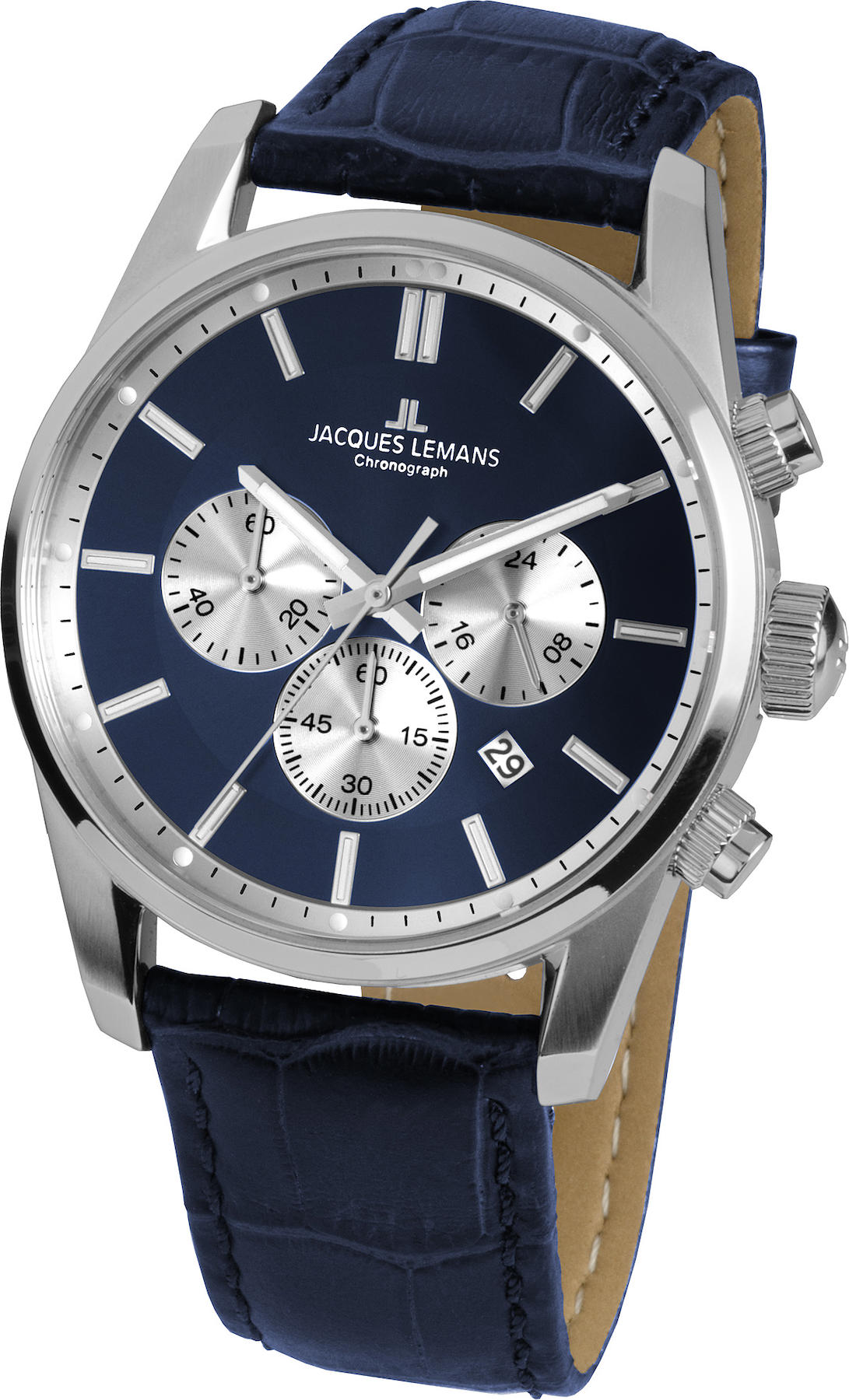 Jacques Lemans BARCELONA 42-6.1B Pusulalı Takvimli 42 mm Lacivert Çelik Kordon Analog Erkek Kol Saati