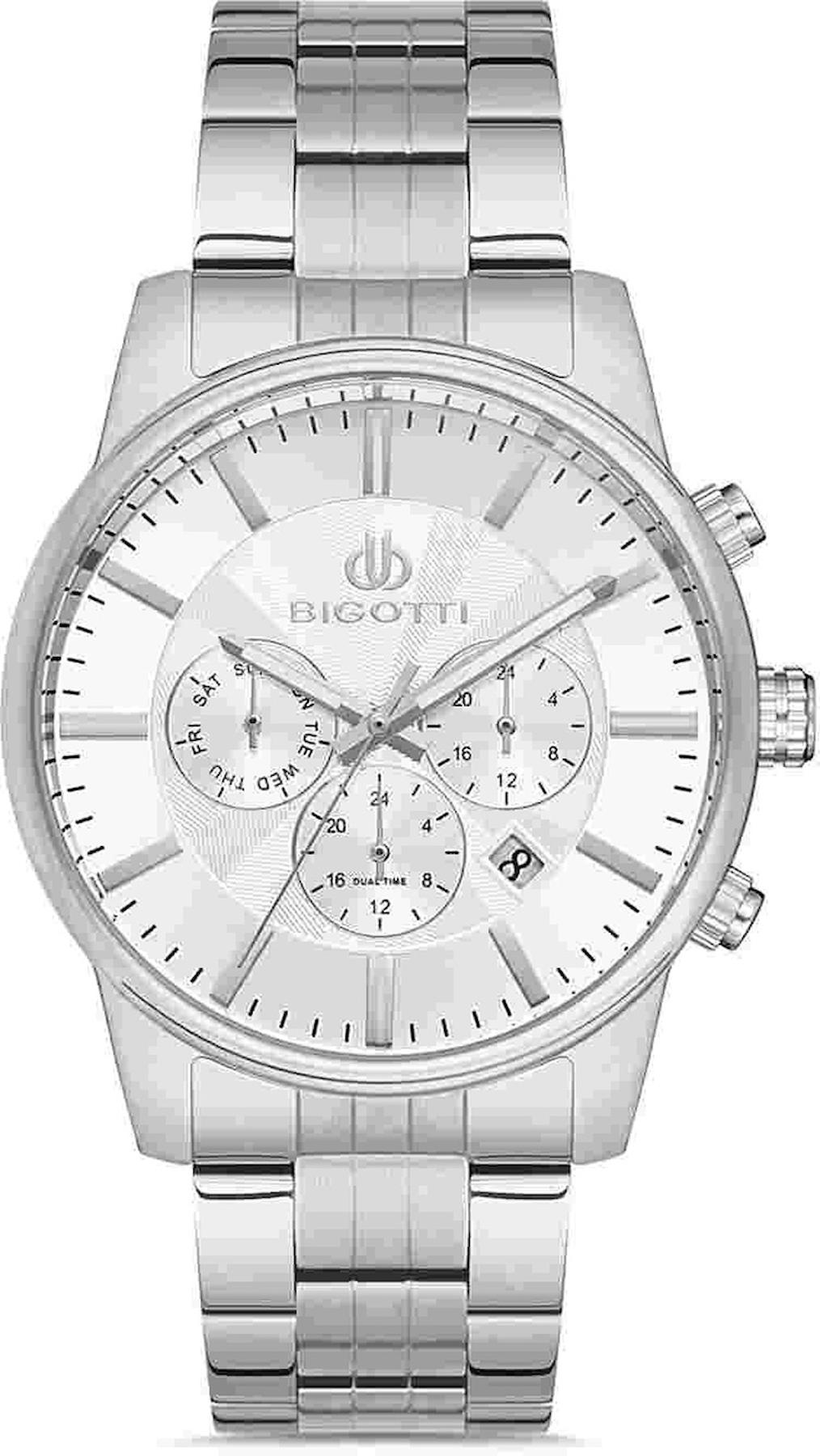 Bigotti BG.1.10282.1 Takvimli 44 mm Çelik Kordon Analog Kol Saati