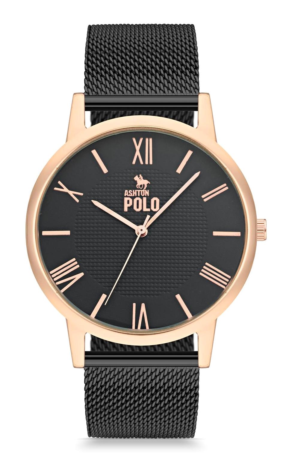 Ashton Polo ZEG27021E 44 mm Siyah Metal Kordon Analog Erkek Kol Saati
