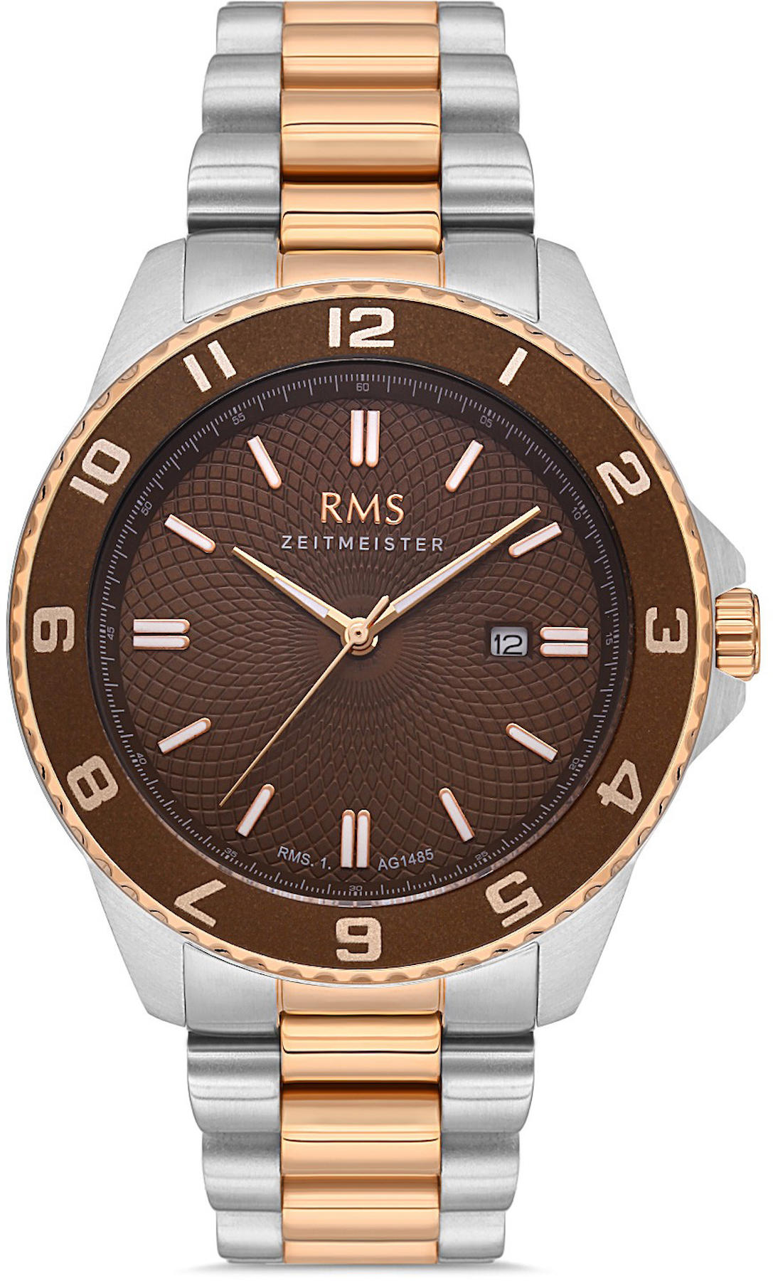 Romanson RMS.1.AG1485.07 Takvimli 42 mm Gri-Rose Gold Çelik Kordon Analog Kol Saati
