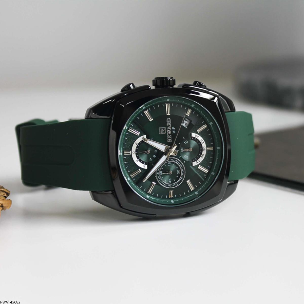 Reward RWA145082 Takvimli 48 mm Yeşil Silikon Kordon Analog Erkek Kol Saati