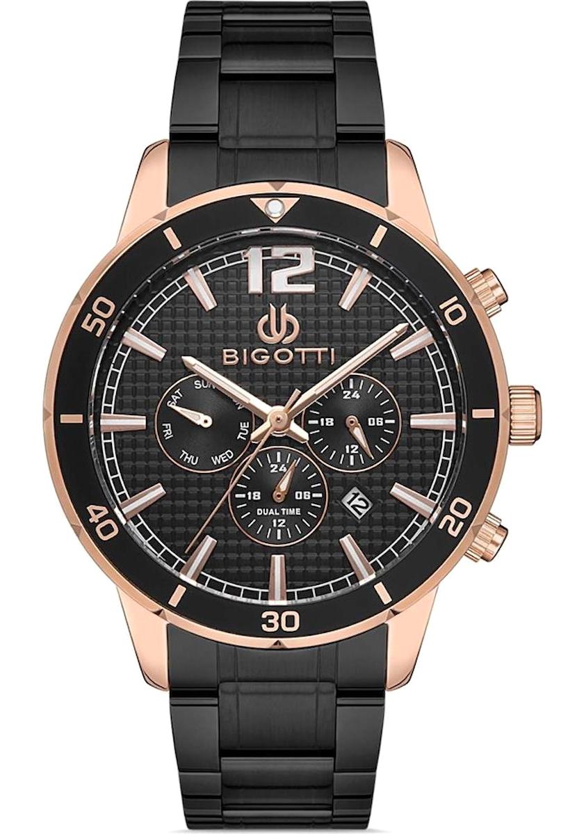 Bigotti BG.1.10265.3 Takvimli 45 mm Siyah Çelik Kordon Analog Erkek Kol Saati