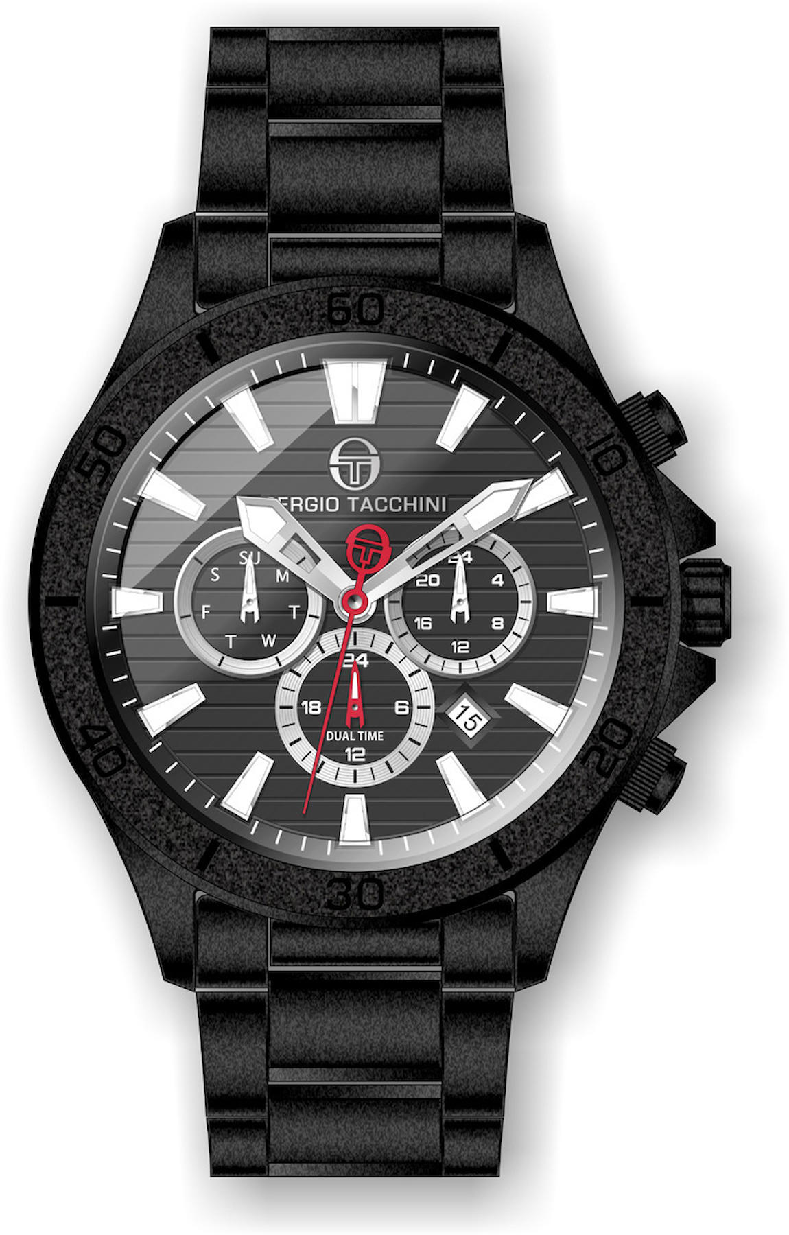 Sergio Tacchini ST.1.10027.2 Pusulalı Takvimli 45 mm Siyah Metal Kordon Analog Kol Saati