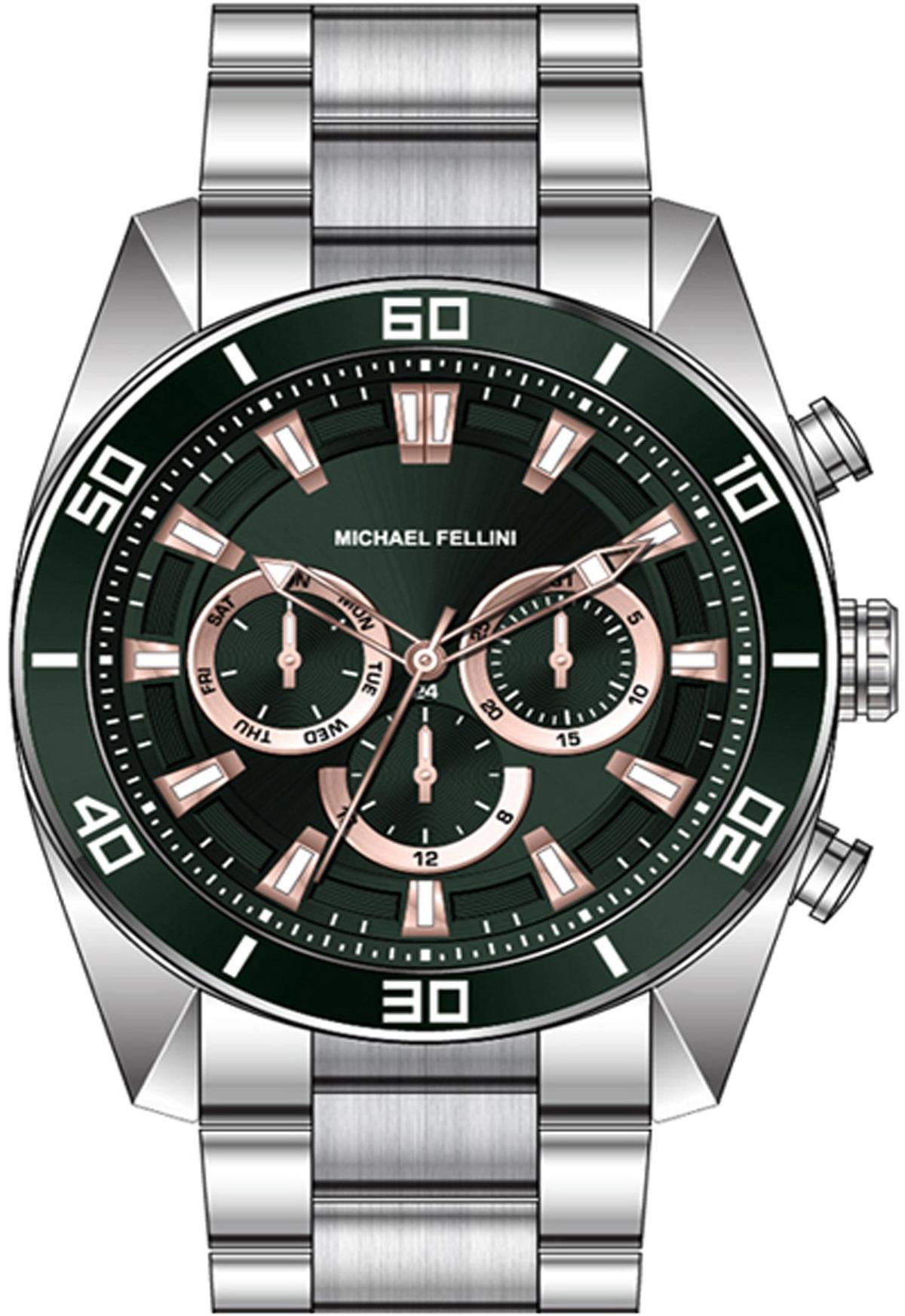 Michael Fellini 2337-4 Takvimli 44 mm Metal Kordon Analog Erkek Kol Saati