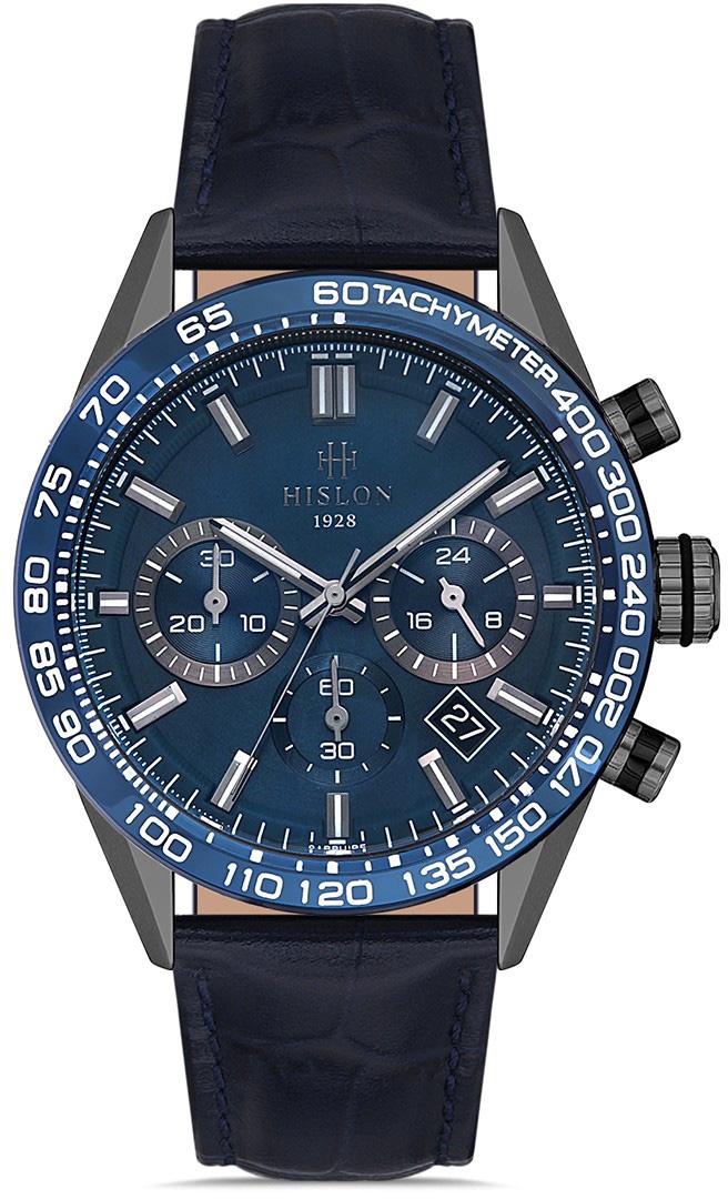 Hislon MS107T-11MN Pusulalı Takvimli 42 mm Lacivert Çelik Kordon Analog Erkek Kol Saati