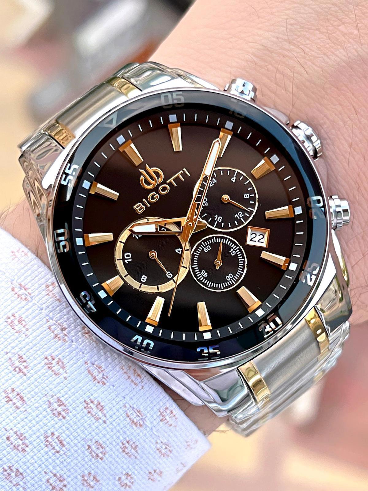 Bigotti BG.1.10544.5 Su Geçirmez Takvimli 46 mm Altın-Çelik Kordon Analog Erkek Kol Saati