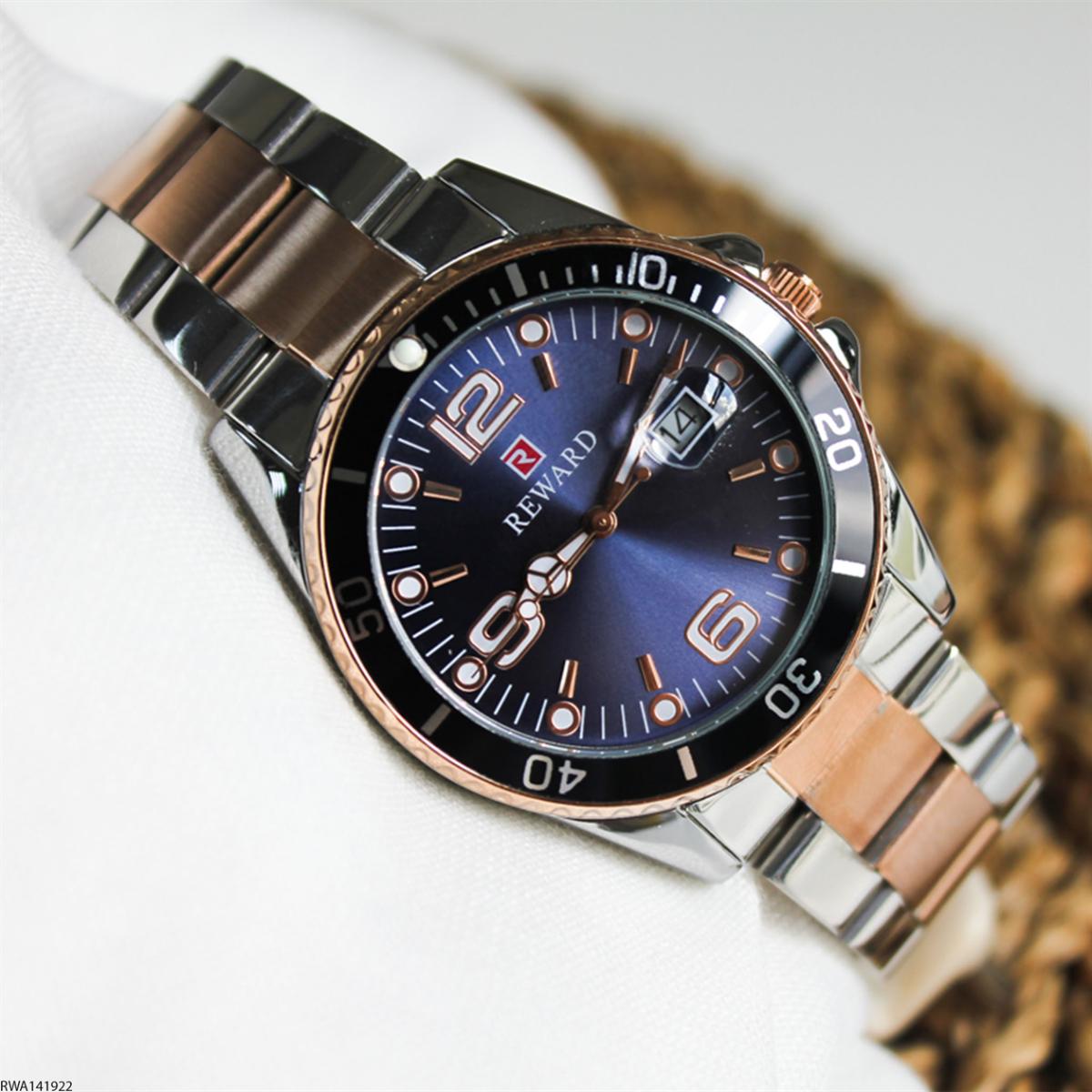 Reward RWA141922 Takvimli 42 mm Gri-Rose Gold Metal Kordon Analog Erkek Kol Saati