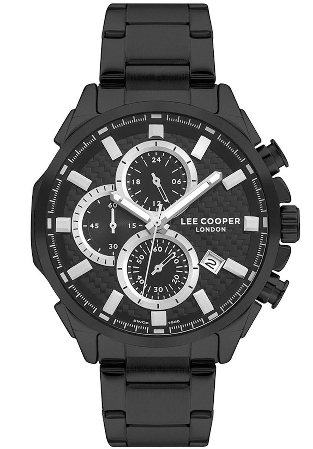 Lee Cooper LC07702.650 Takvimli Siyah Metal Kordon Analog Erkek Kol Saati