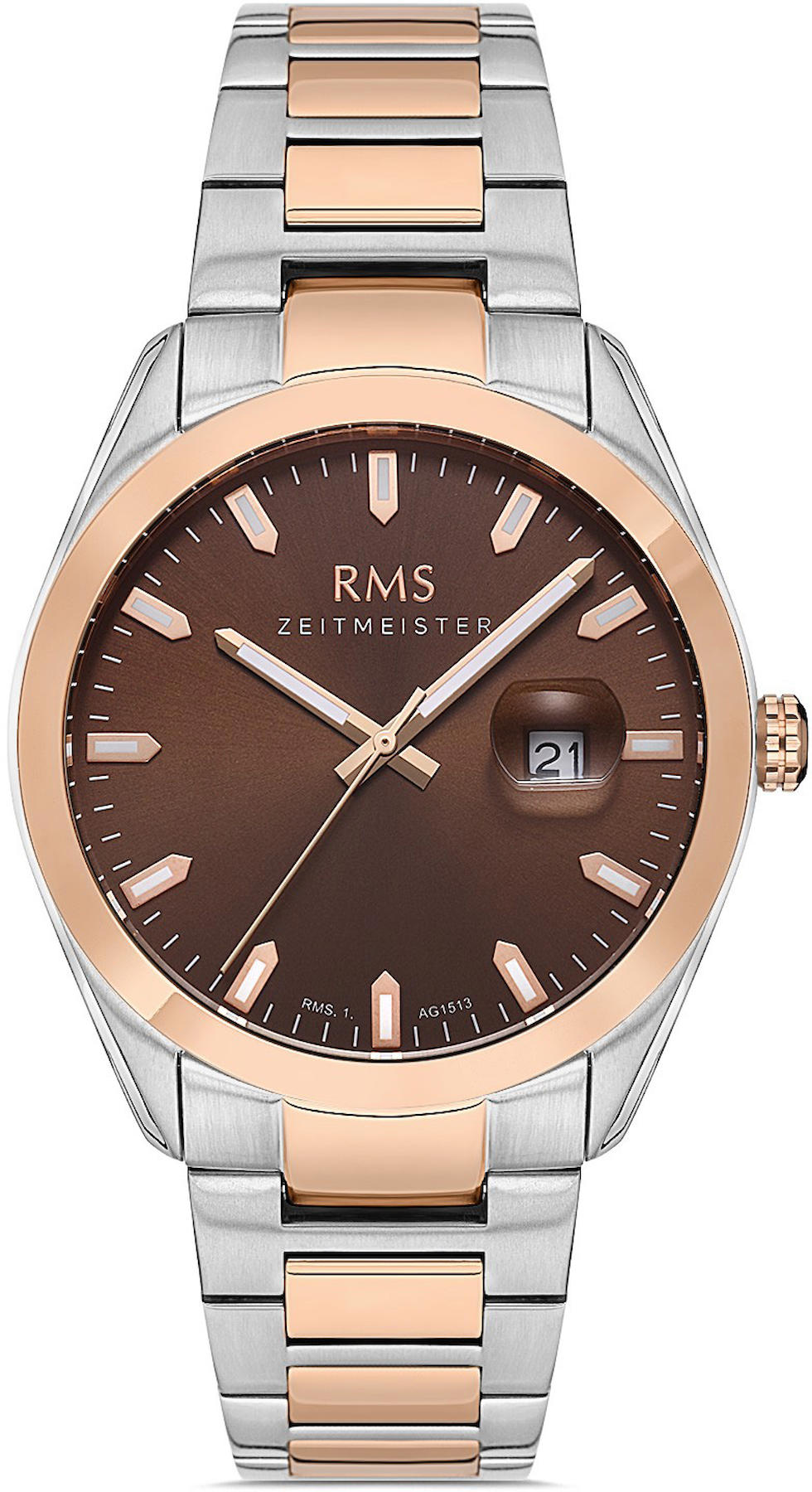Romanson RMS.1.AG1513.07 Takvimli Gri-Rose Gold Çelik Kordon Analog Kol Saati