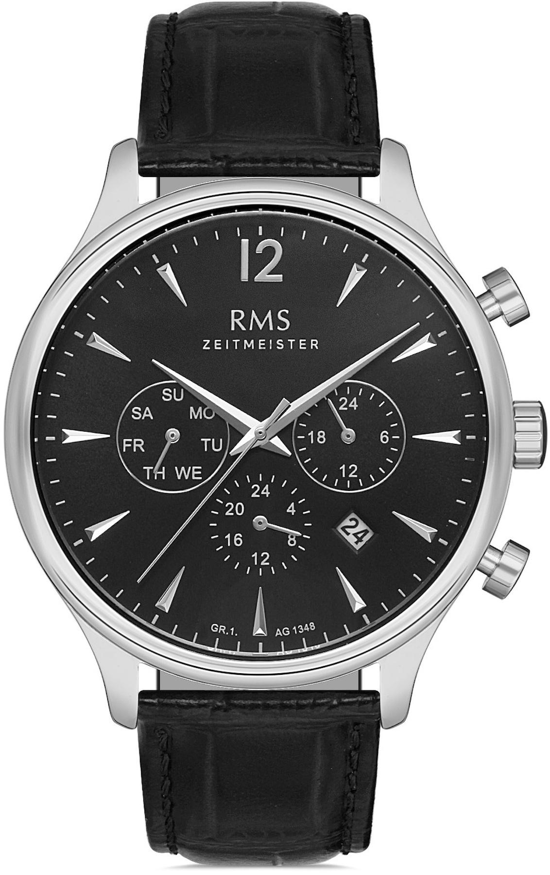 Romanson GR.1.AG1348.02 Takvimli 44 mm Siyah Deri Kordon Analog Kol Saati