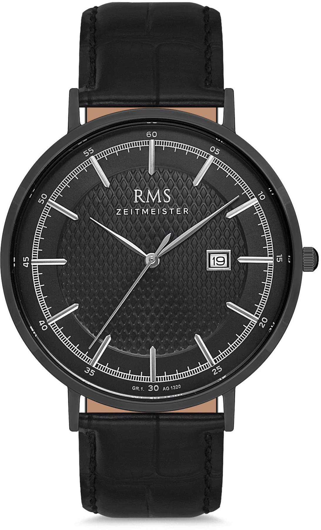Romanson GR.1.AG1320.09 Takvimli 43 mm Siyah Deri Kordon Analog Kol Saati