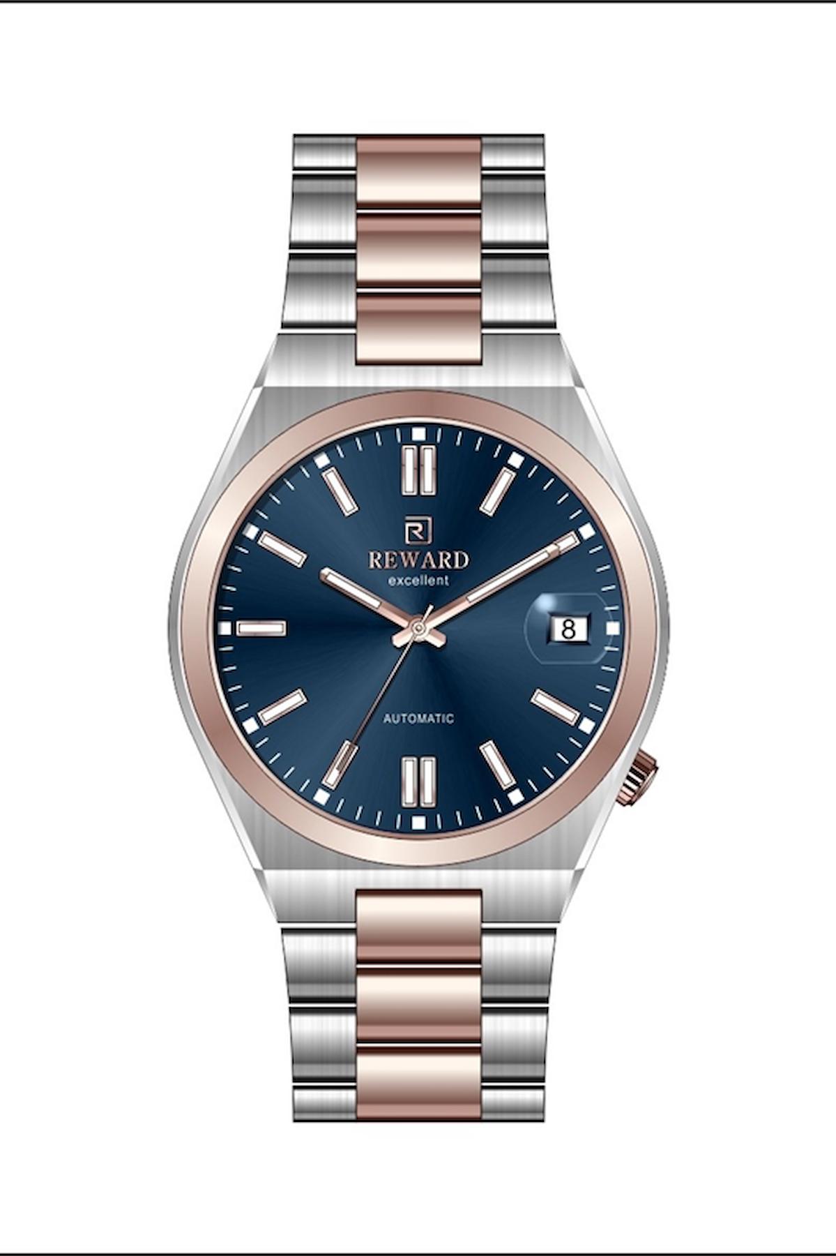 Reward A144325 Takvimli 40 mm Gri-Rose Gold Çelik Kordon Analog Erkek Kol Saati