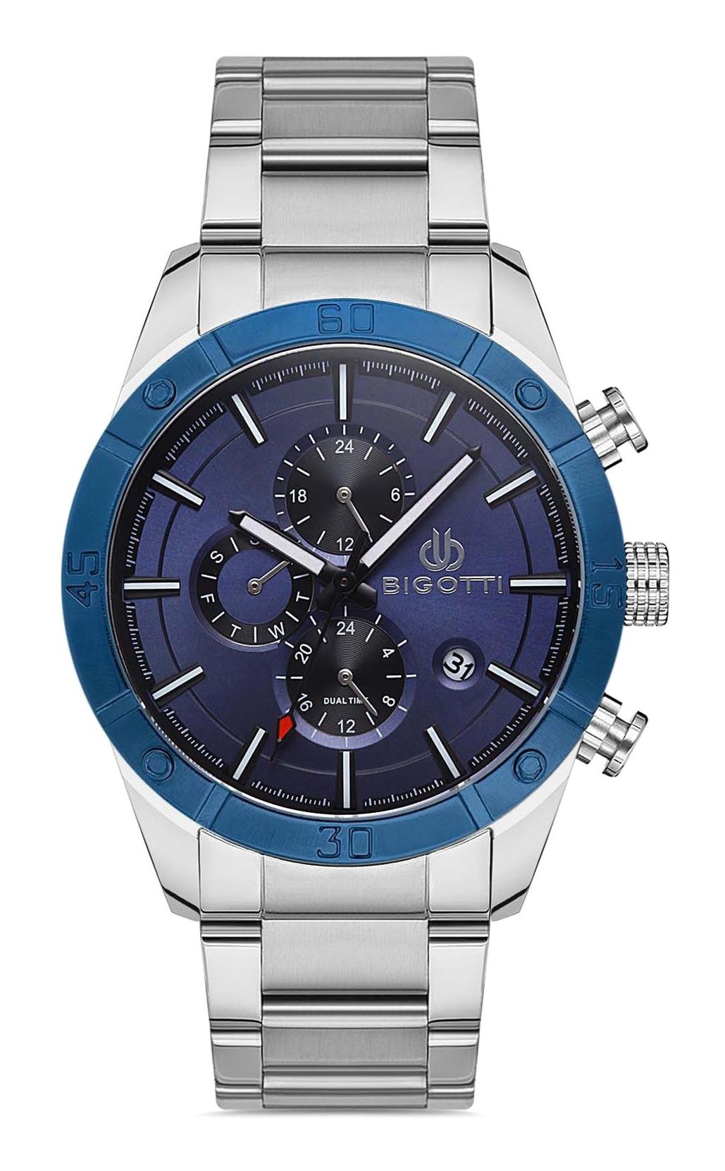 Bigotti BG.1.10350.1 Takvimli 45 mm Çelik Kordon Analog Erkek Kol Saati
