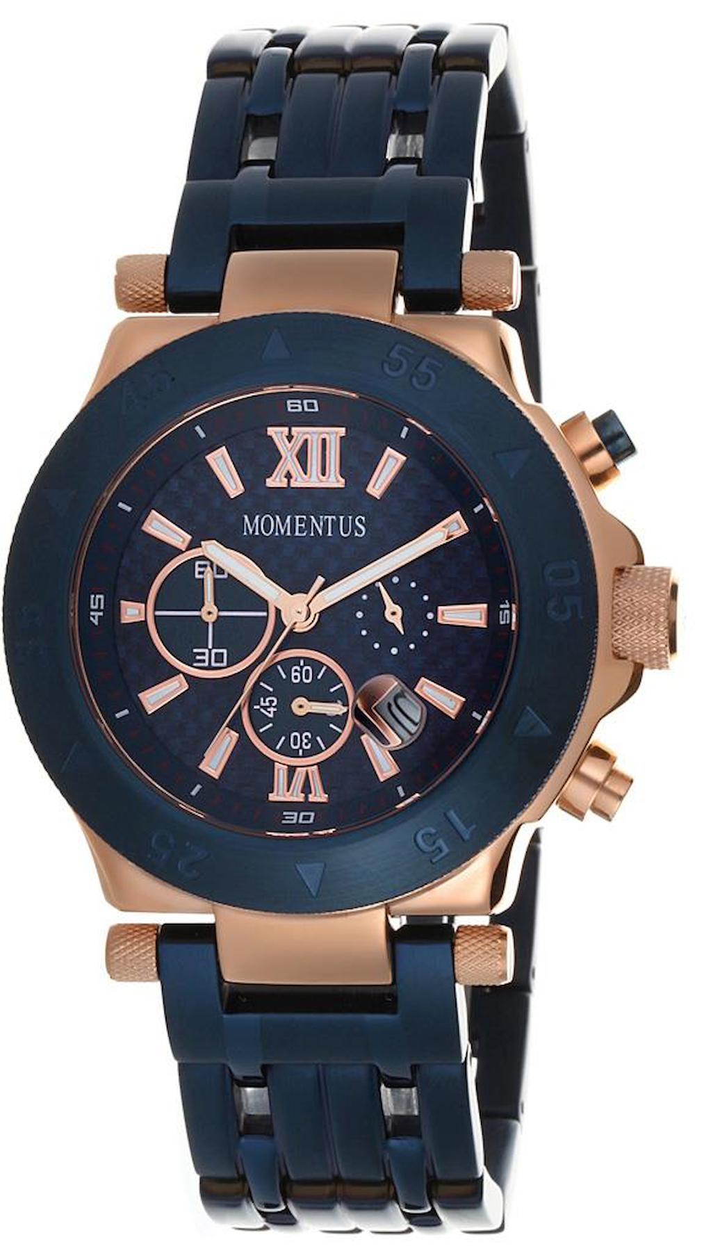 Momentus TM239R-11SM Takvimli 44 mm Lacivert Çelik Kordon Analog Erkek Kol Saati