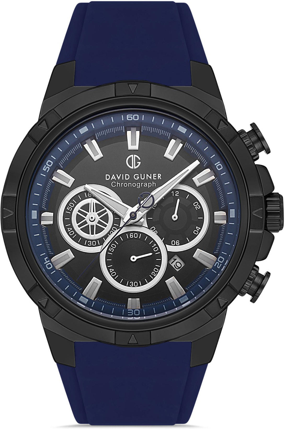 David Guner DG-8497GD-ZA2 Takvimli 42 mm Lacivert Silikon Kordon Analog Kol Saati