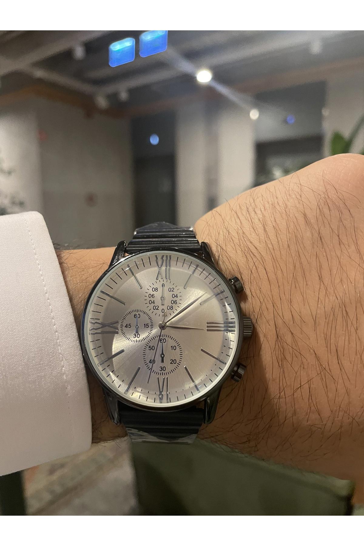 Padam Paris PDMS280 Takvimli 35 mm Siyah Çelik Kordon Analog Erkek Kol Saati