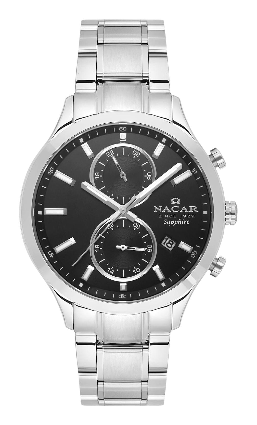 Nacar 33298316ABM Takvimli 44 mm Çelik Kordon Analog Kol Saati
