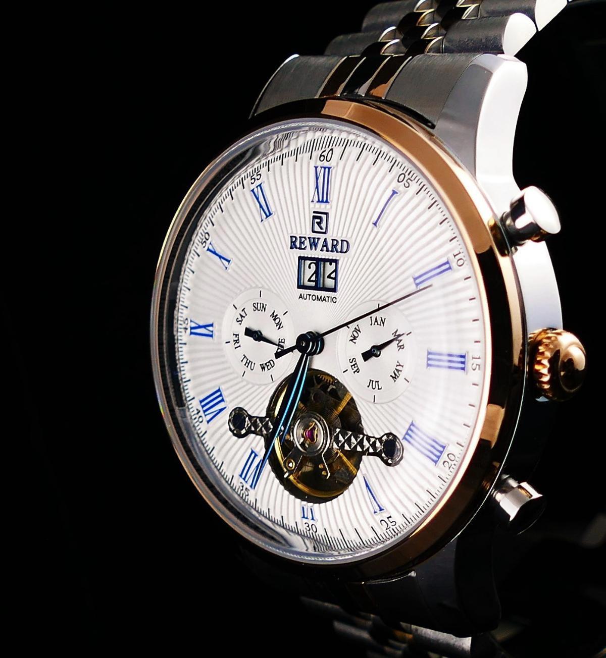 Reward A142932 Takvimli 44 mm Gri-Sarı Çelik Kordon Analog Kol Saati