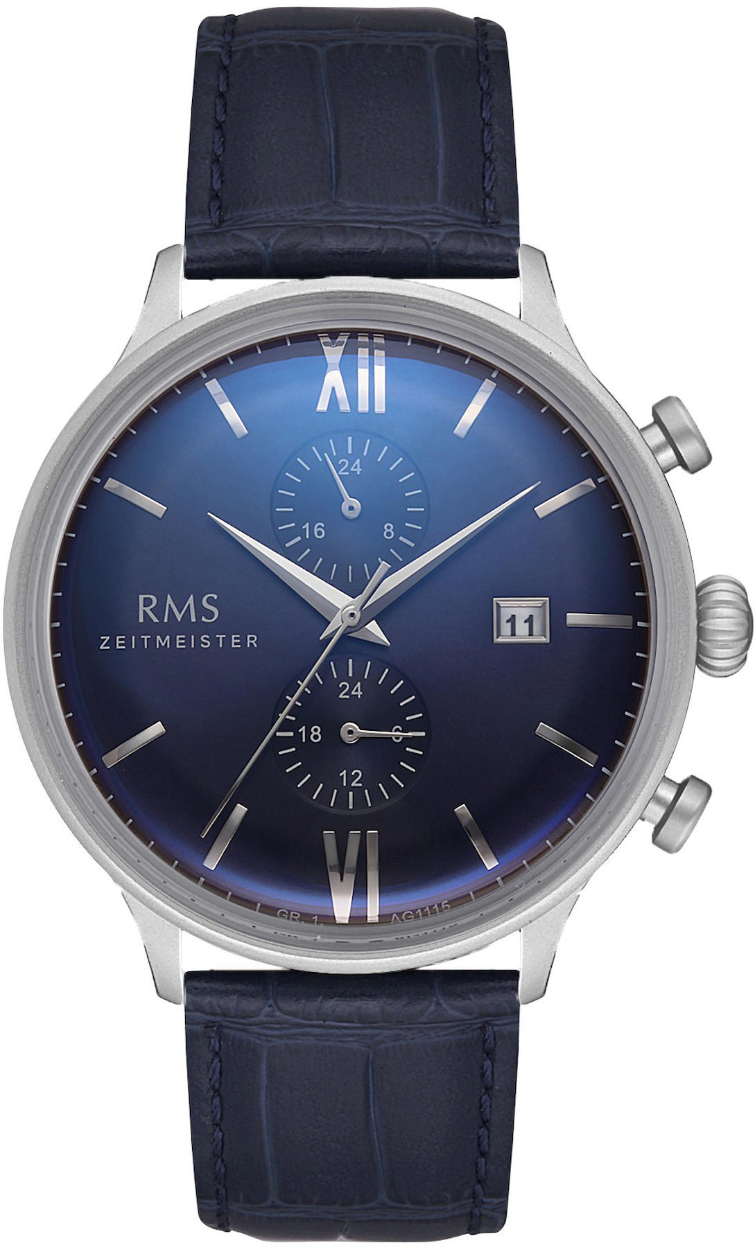 Romanson GR.1.AG1332.02 Takvimli 46 mm Lacivert Deri Kordon Analog Kol Saati
