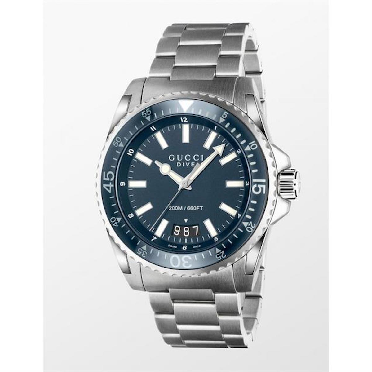 Gucci YA136203 Takvimli 45 mm Çelik Kordon Analog Erkek Kol Saati