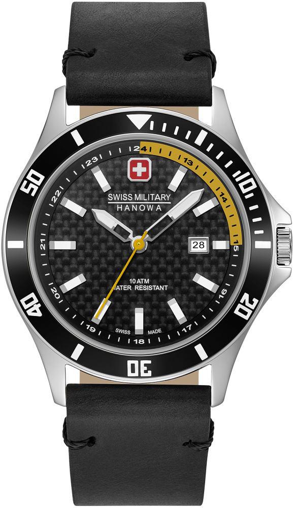 Swiss Military 06-4161.2.04.007.20 Takvimli 44 mm Siyah Deri Kordon Analog Kol Saati