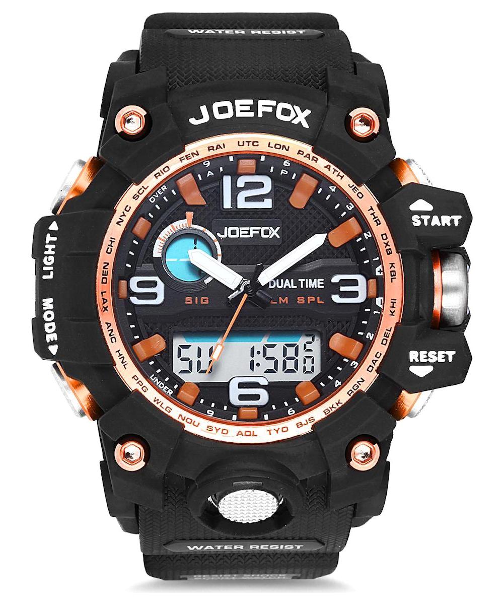 Joefox JFP1057 Takvimli Siyah Silikon Kordon Analog Erkek Kol Saati