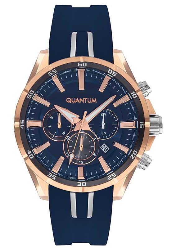 Quantum PWG909.499 Takvimli 45 mm Lacivert Silikon Kordon Analog Erkek Kol Saati