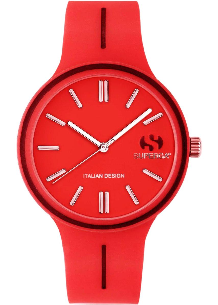 Superga STC022 Takvimli 42 mm Kırmızı Silikon Kordon Analog Erkek Kol Saati
