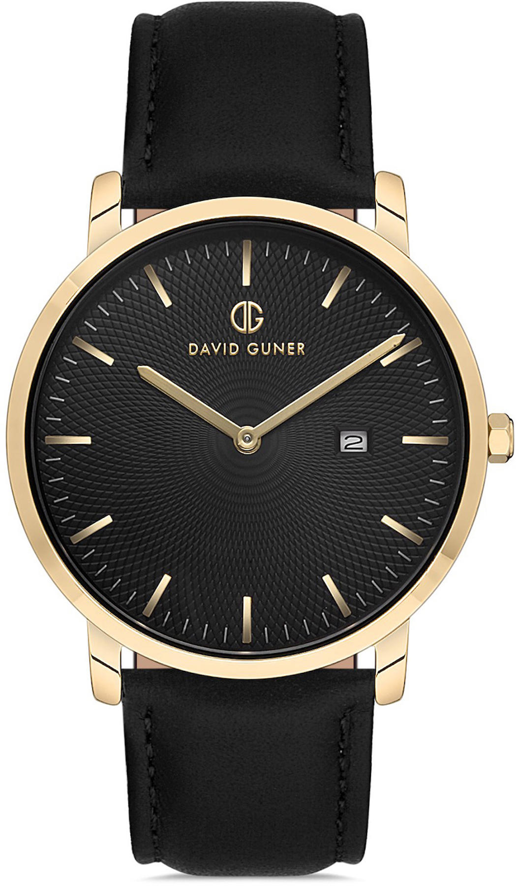 David Guner DG-8287GB-N2 Takvimli 42 mm Siyah Deri Kordon Analog Kol Saati