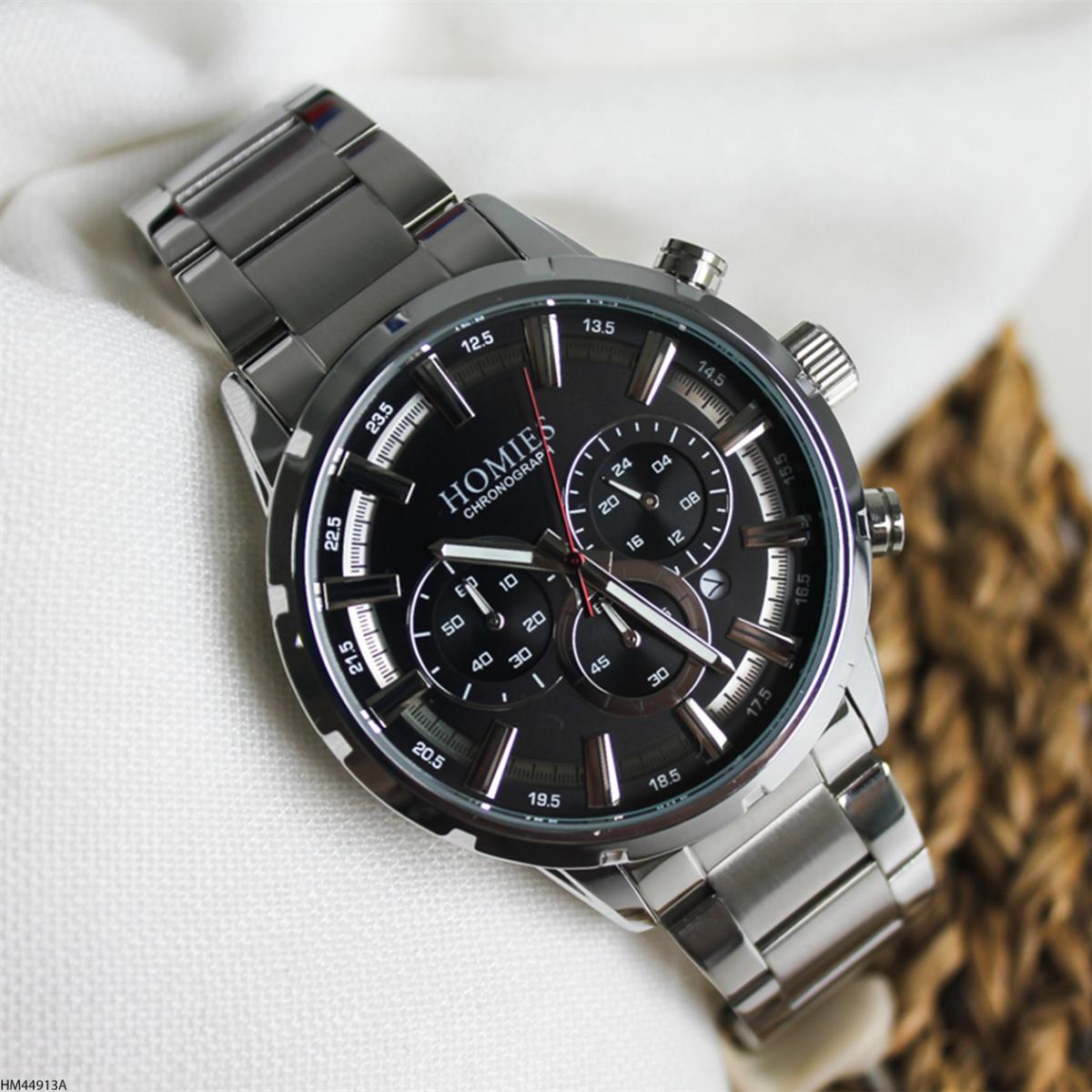 Homies HM44913A Pusulalı Takvimli 45 mm Metal Kordon Analog Erkek Kol Saati