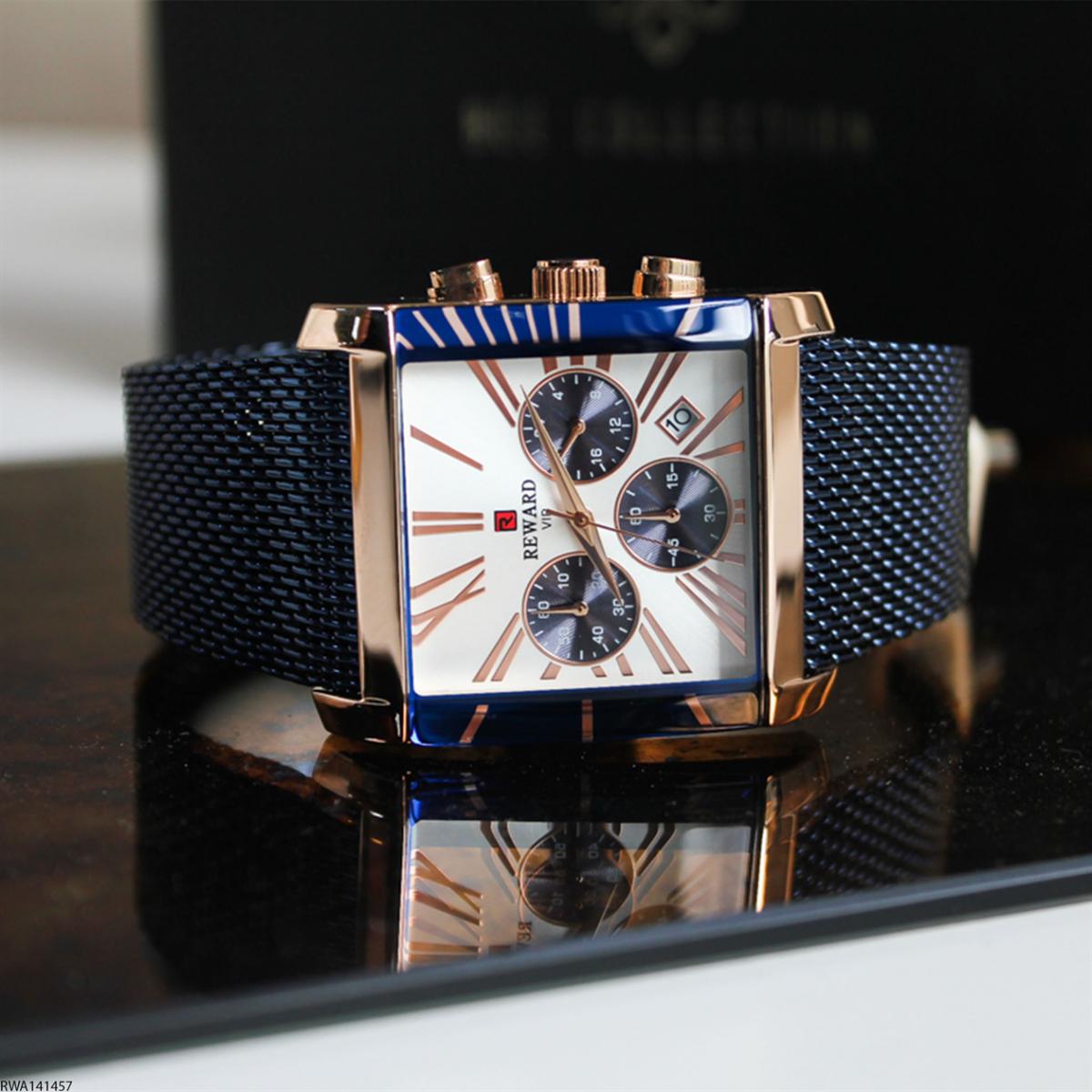 Reward RWA141457 Takvimli 37 mm Lacivert Metal Kordon Analog Erkek Kol Saati