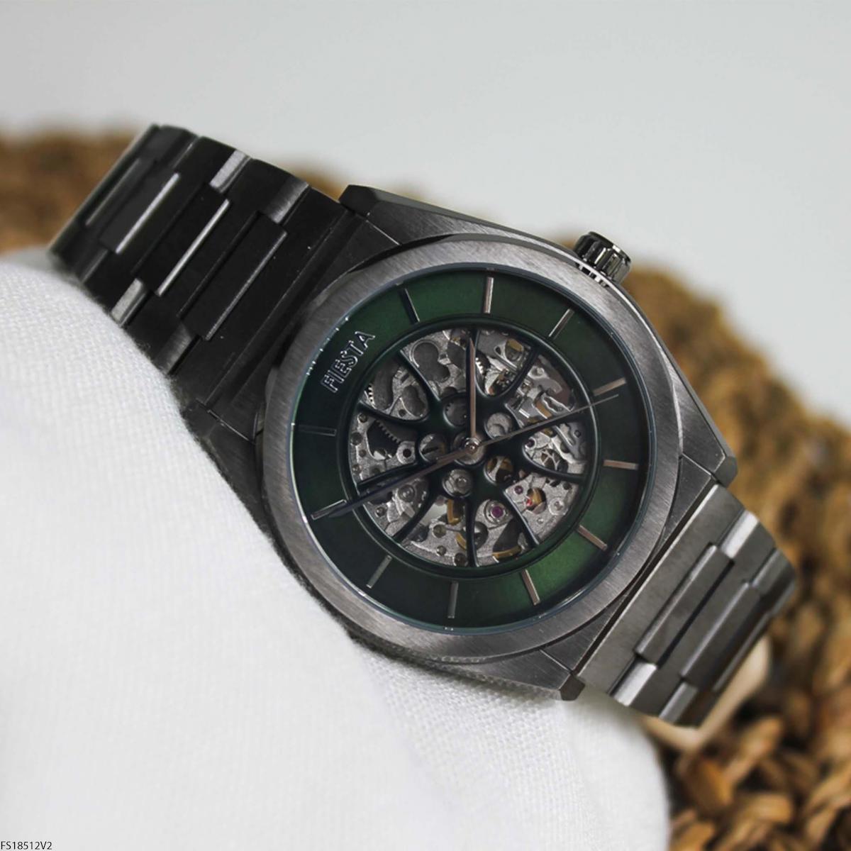 Fiesta FS18512V2 45 mm Siyah Çelik Kordon Analog Erkek Kol Saati
