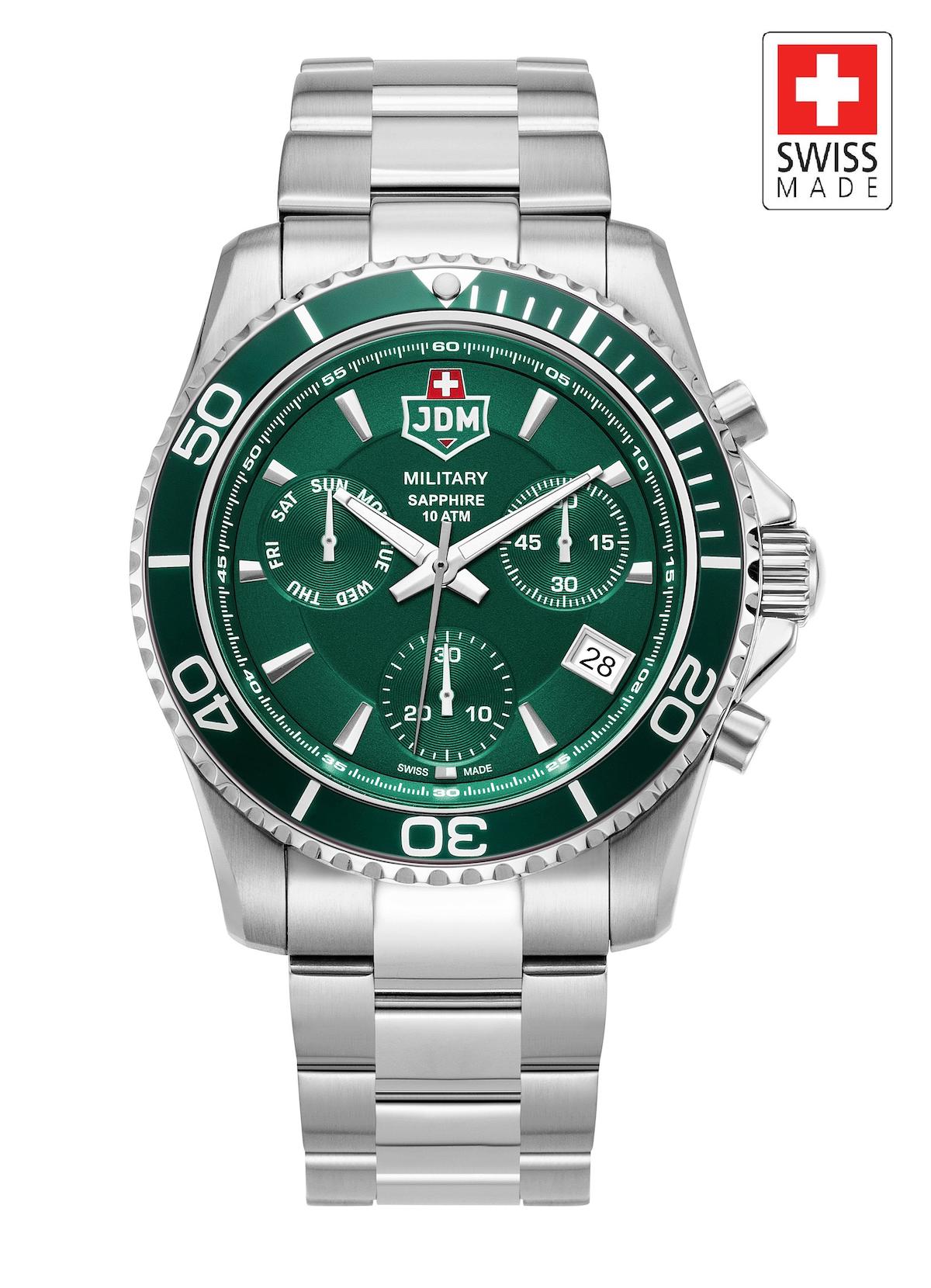 Jdm Military Sapphire JDM-WG019-04 Takvimli 43 mm Çelik Kordon Analog Erkek Kol Saati