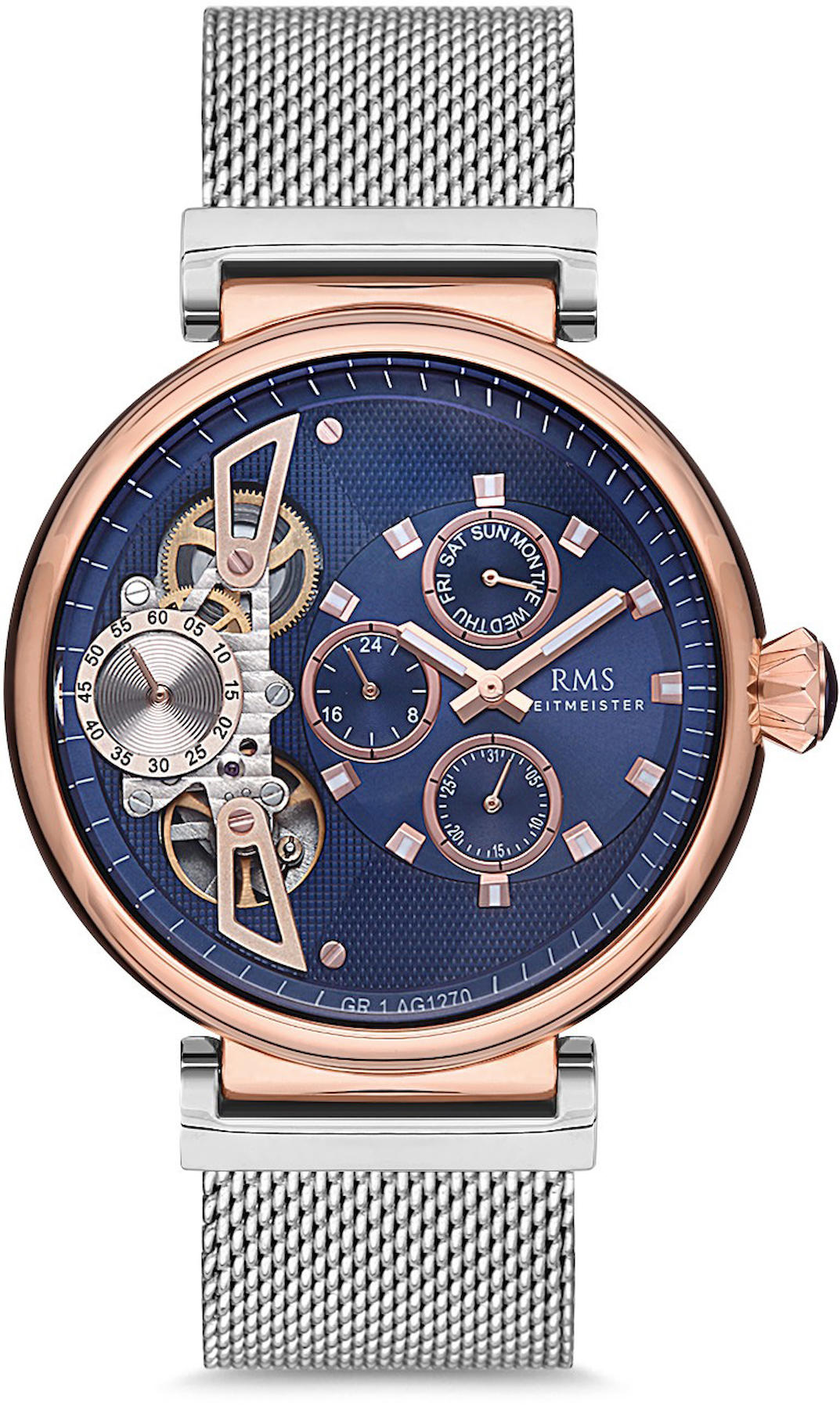 Romanson GR.1.AG1271.07 Takvimli 43 mm Gri Hasır Kordon Analog Kol Saati