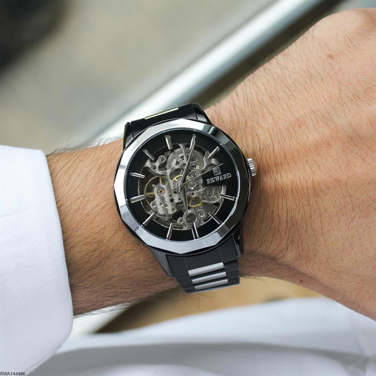 Reward RWA144486 45 mm Gri-Siyah Çelik Kordon Analog Erkek Kol Saati