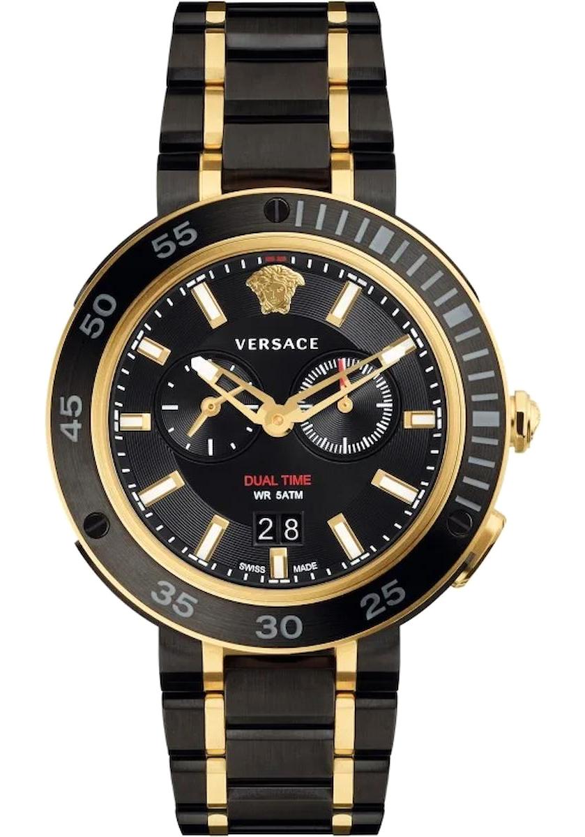Versace VRSCVCN040017 Takvimli 46 mm Altın-Siyah Çelik Kordon Analog Erkek Kol Saati
