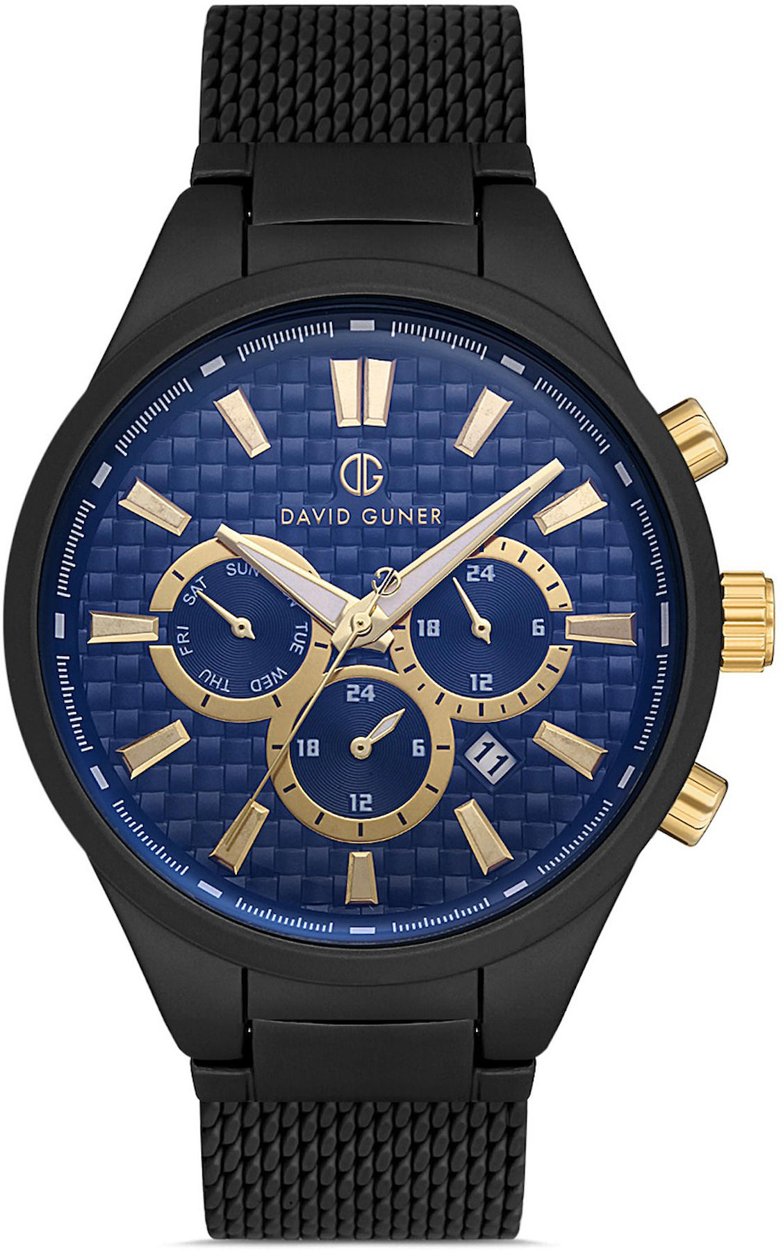 David Guner DG-8343GC-V3E Takvimli 42 mm Siyah Çelik Kordon Analog Kol Saati