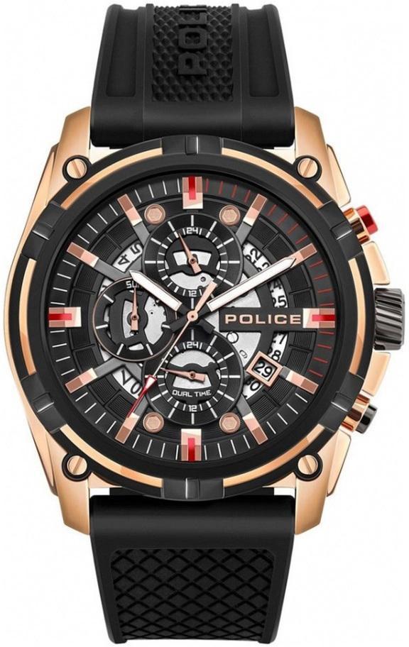 Police PEWJQ2003540 Takvimli 46 mm Siyah Silikon Kordon Analog Kol Saati