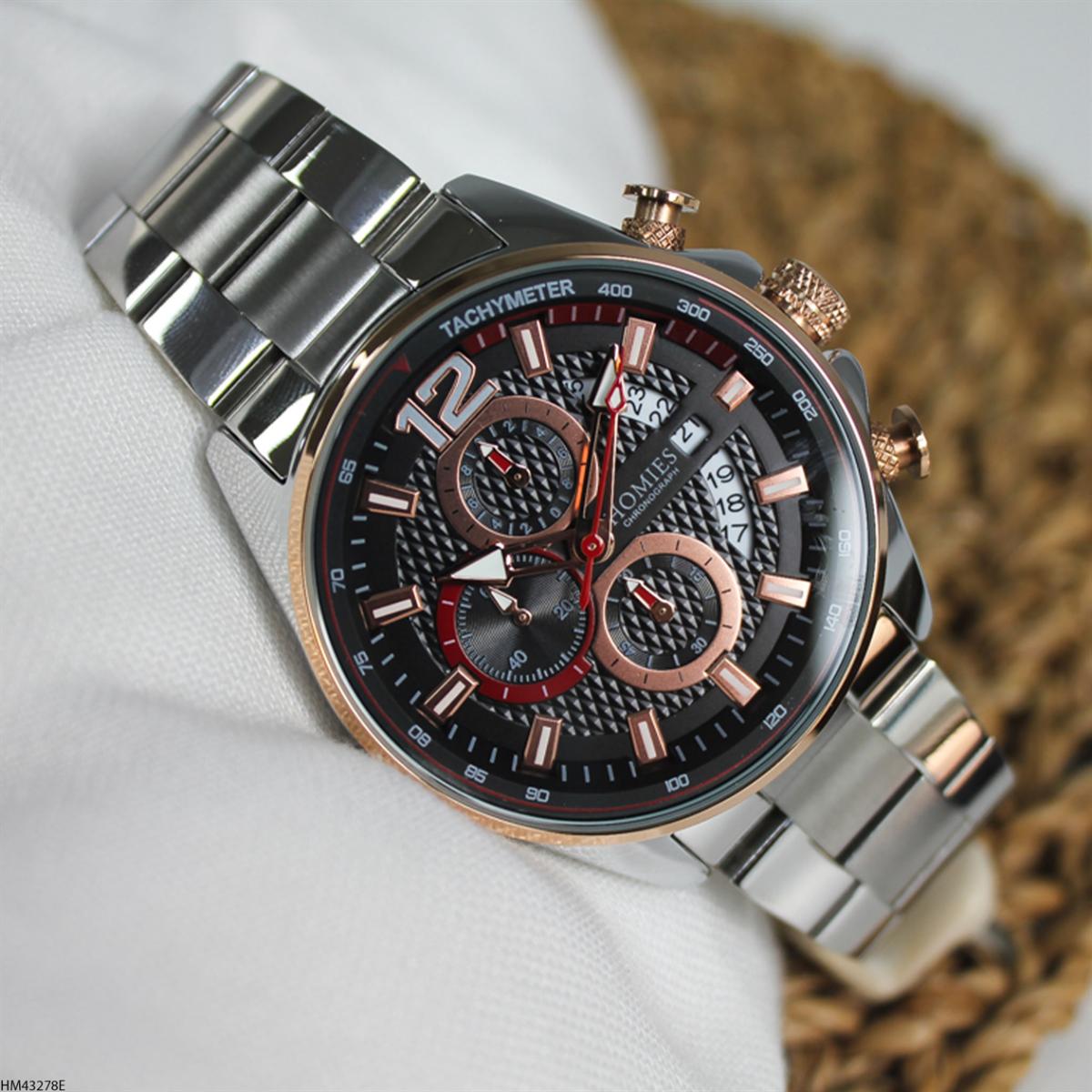 Homies HM43278E Pusulalı Takvimli Metal Kordon Analog Erkek Kol Saati