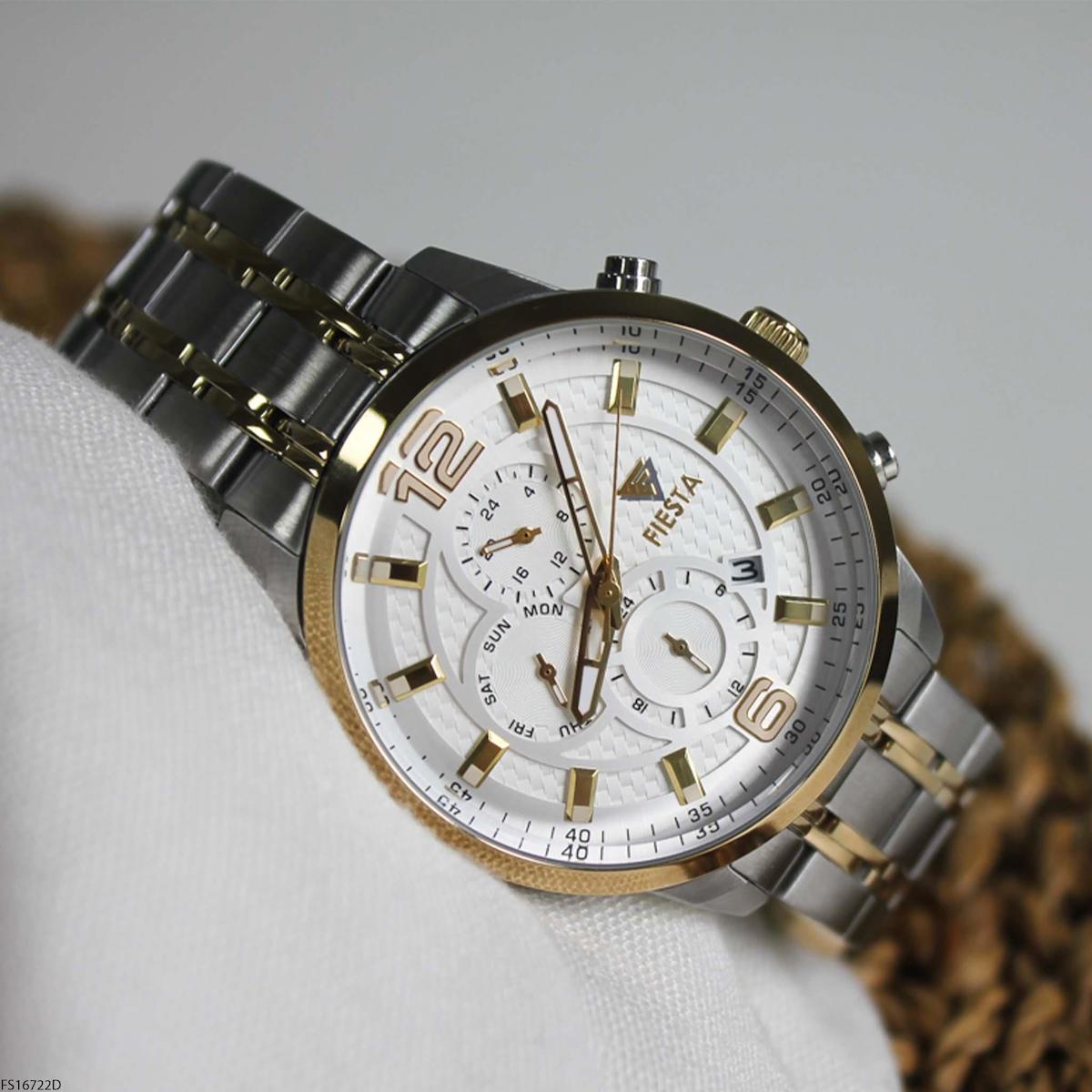 Fiesta FS16722D Takvimli 46 mm Çelik Kordon Analog Erkek Kol Saati