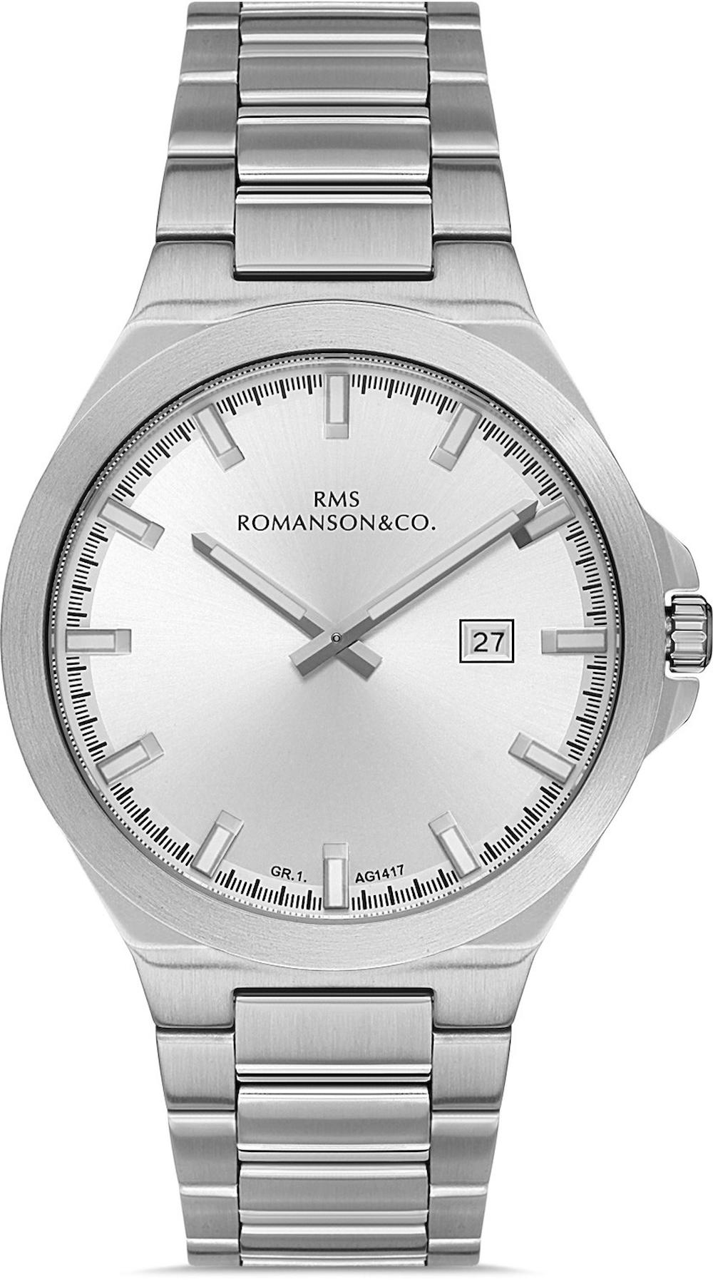 Romanson GR.1.AG1417.14 Takvimli 42 mm Çelik Kordon Analog Kol Saati