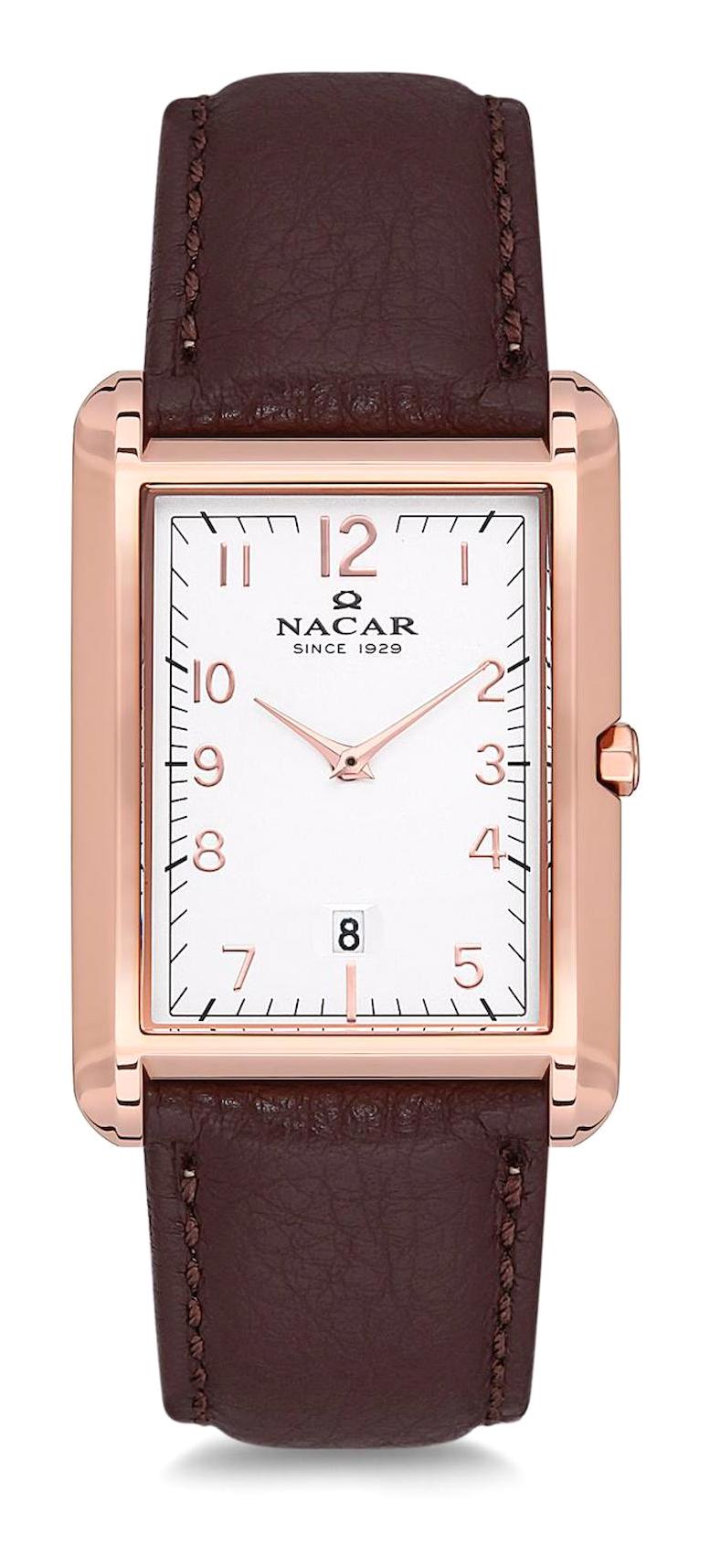 Nacar 32299915RWL2 Takvimli 44 mm Kahverengi Çelik Kordon Analog Kol Saati