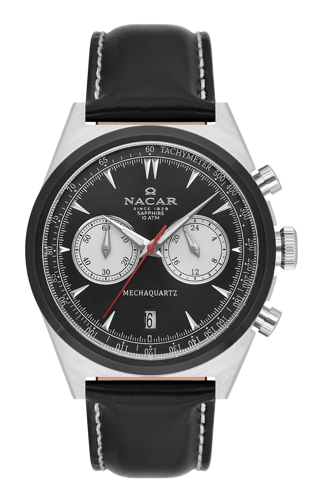 Nacar 38299021ABL1 Takvimli 44 mm Siyah Çelik Kordon Analog Kol Saati