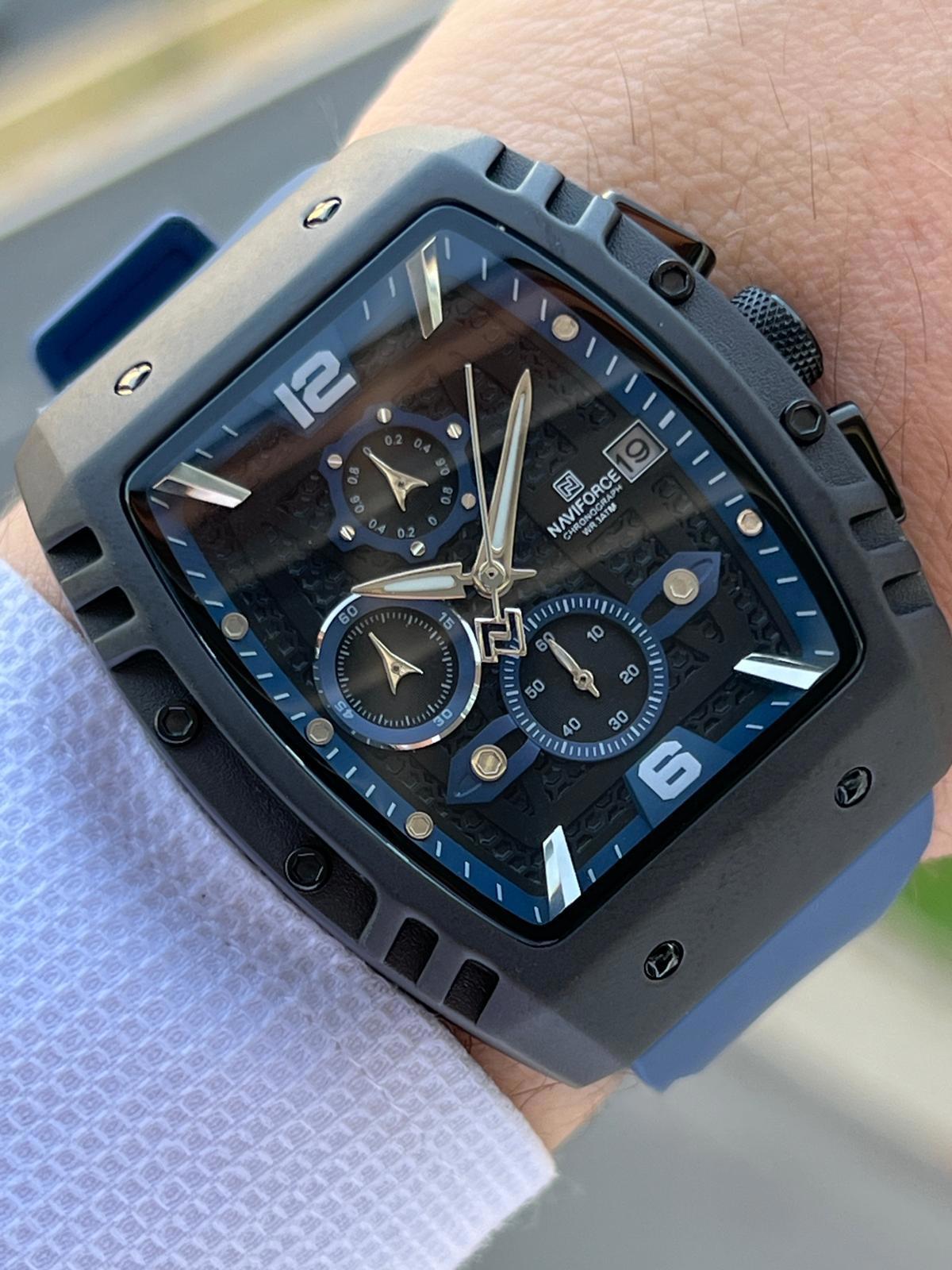 Naviforce ENF8025LS Takvimli 45-48 mm Lacivert Silikon Kordon Analog Erkek Kol Saati