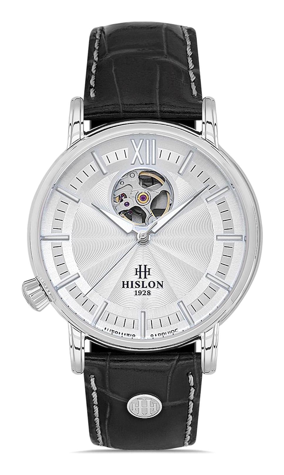 Hislon SD140S-02BS 41 mm Siyah Deri Kordon Analog Erkek Kol Saati