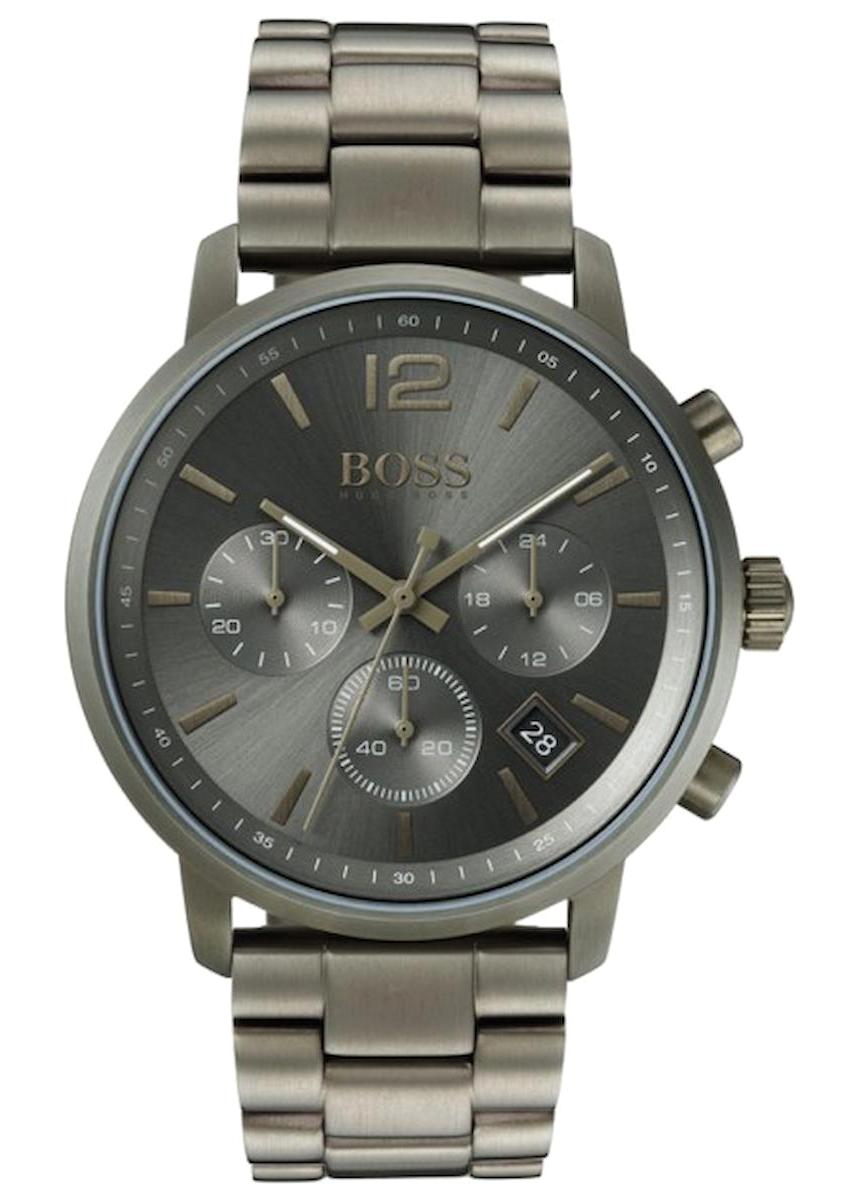 Hugo Boss HB1513610 Pusulalı Takvimli 42 mm Füme Çelik Kordon Analog Erkek Kol Saati